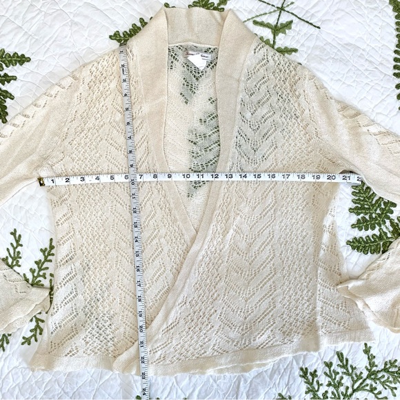 Tommy Bahama Open Front Crochet Mohair-Wool Blend Cardigan - Picture 2 of 5